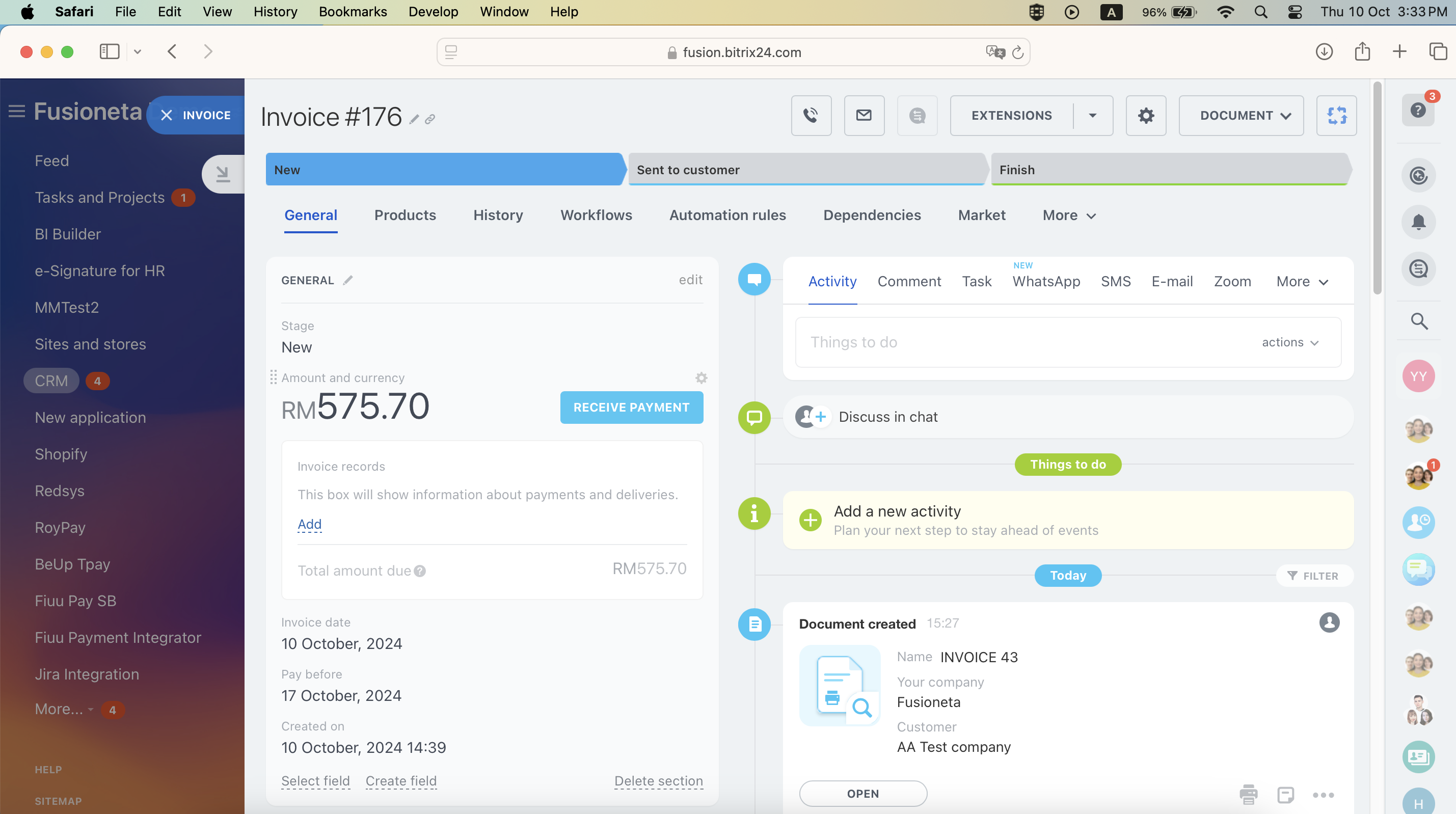 Eta Invoice Fusion ETA提供的eInvoice