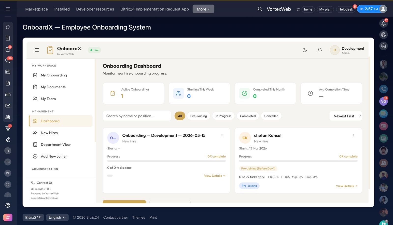 VORTEXWEB LLC提供的OnboardX — Employee Onboarding System