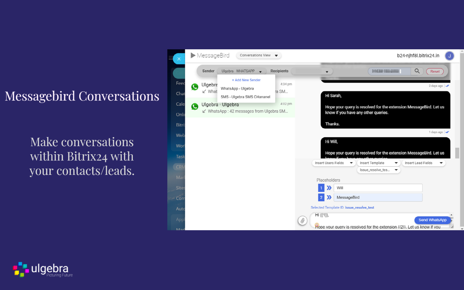 Messagebird Ui Ultra MessageBird Integration for Bitrix24 by Ulgebra