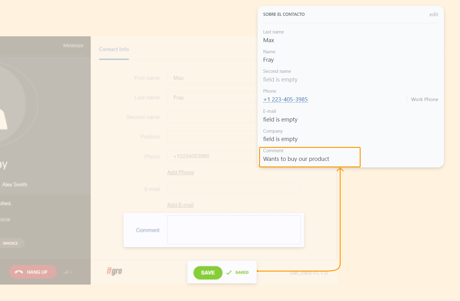 Call Card Extended information about the client in call details by Itgro
