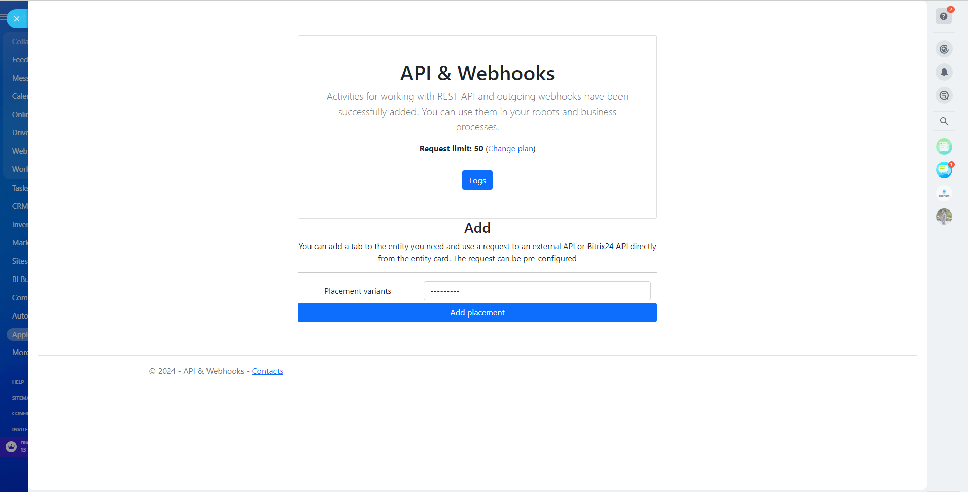 API & Webhooks de Redham Digital