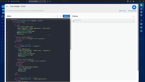 AKFINANCE ADVISORY SERVICES - FZCO tarafından Vue.js UI Builder